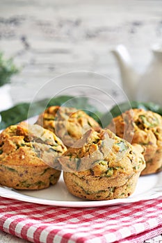 Vegan muffins with spinach