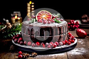 Vegan mulled wine chocolate cake, this delicious chocolate cake is flavoured with red wine, spices and orange and is topped with a