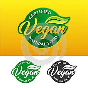 Vegan natural food sertified badge design logo collection