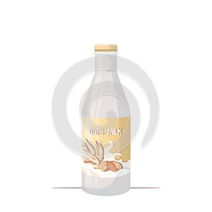 Vegan oats plant based milk glass bottle organic dairy free natural raw vegan milk healthy cow beverage alternative