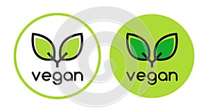 Vegan plant icon logo. Vegetarian plant symbol nature badge bio product eco label icon