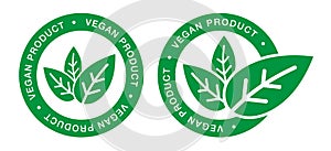 Vegan product labels vector set. Vegan food stamp icons.