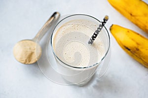Vegan protein banana shake photo