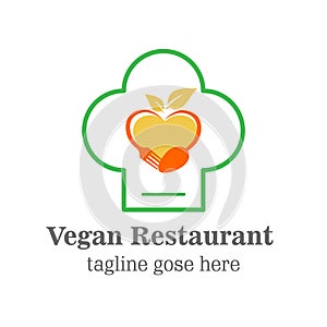 Vegan Restaurant 100% Vector Logo Design Template With Text