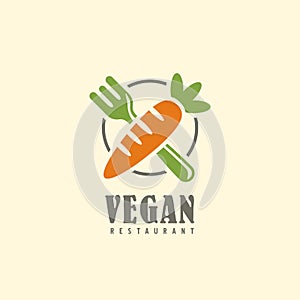 Vegan restaurant logo design emblem