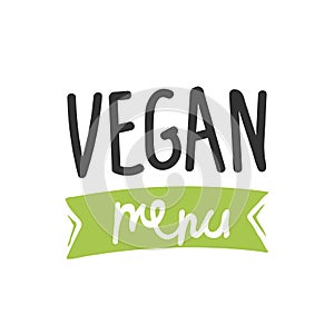 Vegan restaurant menu symbols. vector logo green label template for veggie or vegetarian food package design. Isolated icon.