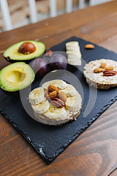 Vegan rice bread for breakfast