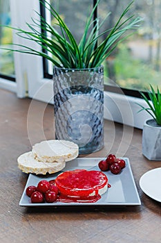 Vegan rice bread for breakfast