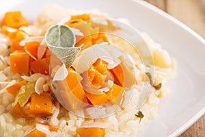 Vegan risotto with butternut squash