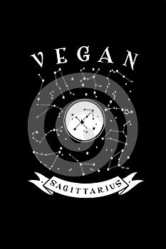 Vegan Sagittarius design with constellations
