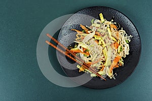 Vegan salad with enoki mushrooms