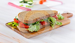 vegan sandwich with wholemeal bread