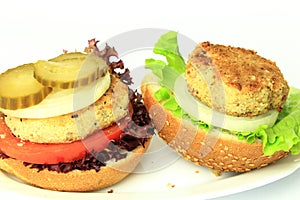Vegan sea burger on white