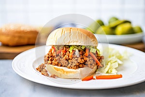 vegan sloppy joe with lentils, clear label visible