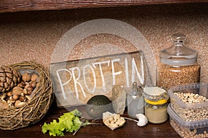 Vegan sources of protein. Healthy food concept.