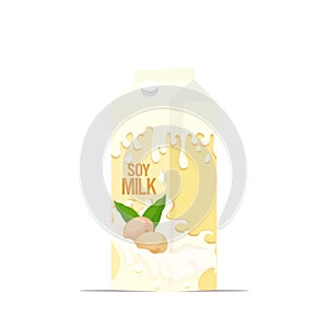 vegan soy plant based milk in paper package box organic dairy free natural raw vegan milk healthy cow beverage