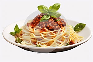 Vegan Spaghetti Bolognese On Isolated Transparent Background