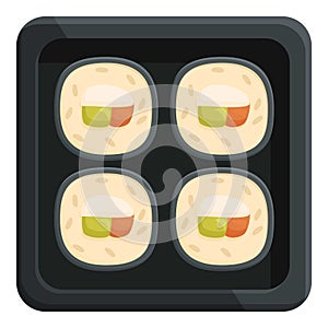 Vegan sushi box icon cartoon vector. Street asian food