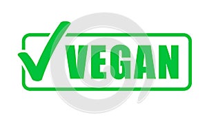 Vegan vector icon. Vegetarian healthy food green stamp, vegan label