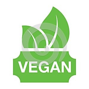 Vegan vector logo icon. Green with leaves for Organic, bio and eco, Vector illustration