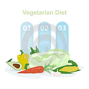 Vegan and vegetarian diet infographics. Web banner
