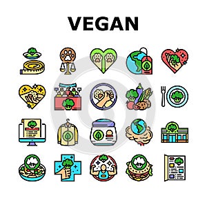 vegan vegetarian food leaf icons set vector