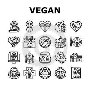 vegan vegetarian food leaf icons set vector
