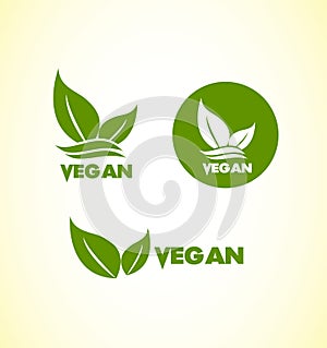 Vegan vegetarian logo icon set