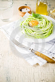 Vegan zucchini spaghetti pasta