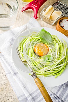 Vegan zucchini spaghetti pasta