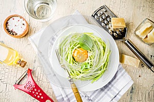 Vegan zucchini spaghetti pasta