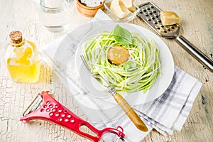 Vegan zucchini spaghetti pasta