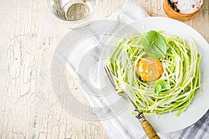 Vegan zucchini spaghetti pasta