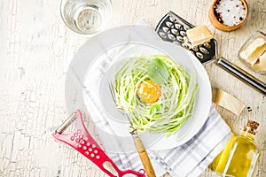 Vegan zucchini spaghetti pasta