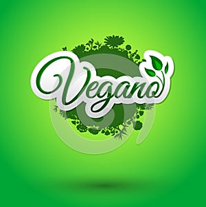 Vegano - Vegan spanish text, Vector icon design photo