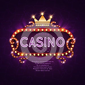 Vegas casino retro light sign for game background vector illustration photo