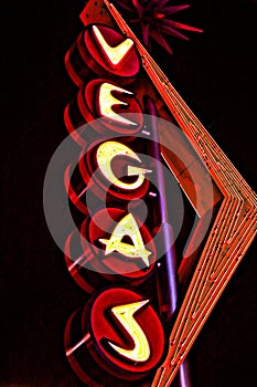 Vegas giant neon sign  on display