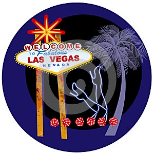 Vegas sign and dancers legs in neon