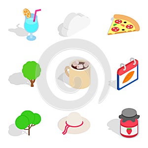 Vegen meal icons set, isometric style