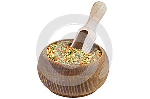 Vegeta spices in wooden bowl