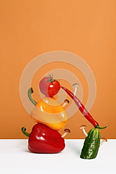 Vegetable art composition - abstract construction with copy space