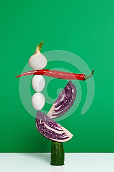 Vegetable art composition - abstract construction with copy space