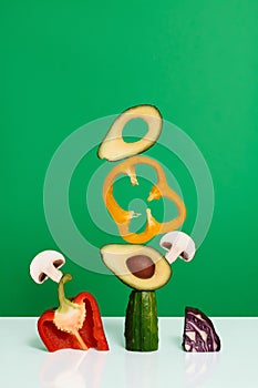 Vegetable art composition - abstract construction with copy space