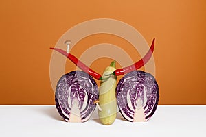 Vegetable art composition - abstract construction with copy space