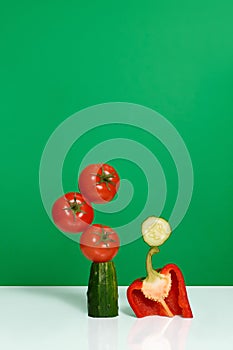 Vegetable art composition - abstract construction with copy space