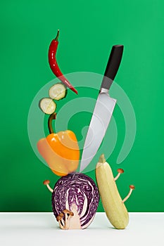 Vegetable art composition - abstract construction with copy space