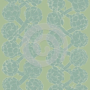 Vegetable artichoke, vegetarian pattern. Seamless nature wallpaper. Fresh organic healthy food background