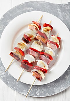 Vegetable and Bacon Kebabs.