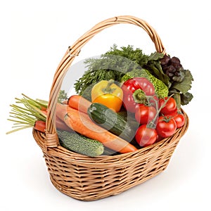Vegetable basket isolated on white background