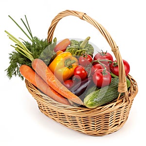 Vegetable basket isolated on white background